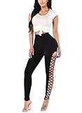 Lovezesent Women's Crisscross Cutout Side High Waist Yoga Active Leggings