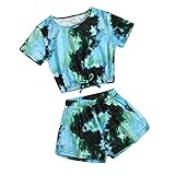 Little Girls Tie-Dye Print Clothes Round Collar