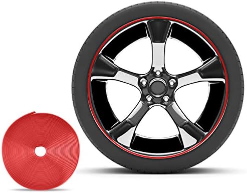 Ansblue 8M Alloy Wheel Rim Protector,Alloy Wheel Edge Ring Rim Protectors,Car Wheel Protector,Wheel Decorative Strip Car Wheel Decorative Strips for More Than 4 Wheels- Red