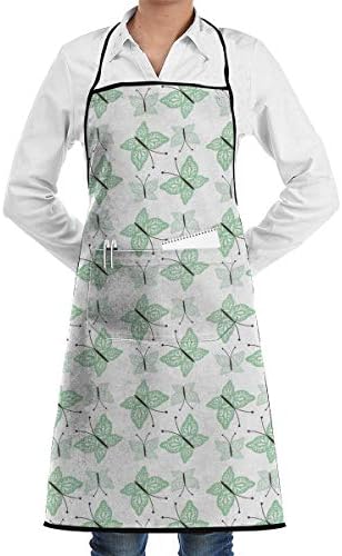 Drempad Premium Aprons Light Green Butterfly Bib Kitchen Apron, Cooking Apron, Chef Aprons, Apron for Women, Apron for Men, Durable, Machine Washable, Comfortable