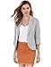 Allegra K Women's Striped 3/4 Sleeves Open Front Notched Lapel Blazer M Grey