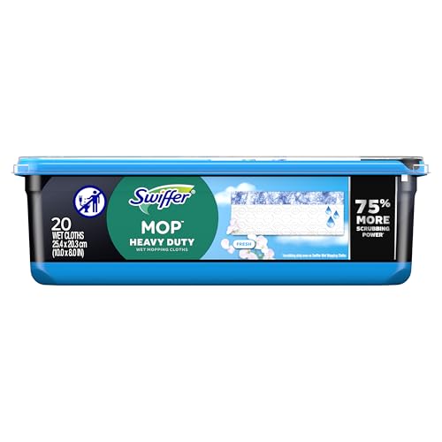 SWIFFER SWEEP + MOP, WET PADS REFILL, FLOOR CLEANER, CLEANING CLOTHS, HEAVY DUTY, FRESH, 20CT