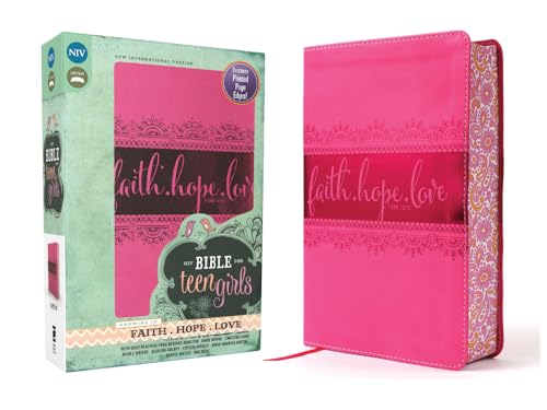 NIV, Bible for Teen Girls, Leathersoft, Pink, Printed Page Edges: Growing in Faith, Hope, and Love – The Perfect Christian Faith Gift for Your Teenage Girl, Age 13-18