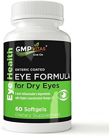 GMPVitas Enteric Coated Eye Formula- 1480mg Omega-3 Supplement-590mg EPA-440mg DHA-1000 IU Vitamin A-2000 IU Vitamin D3 by GMP Vitas