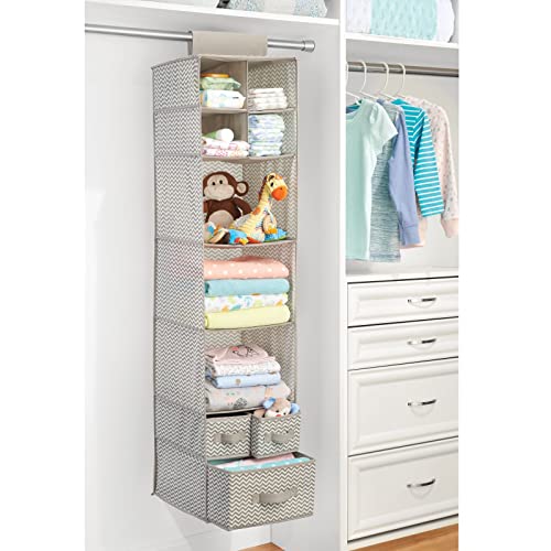 mDesign Soft Fabric Over Closet Rod Hanging Storage Organizer with 7