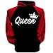 S&R Handwrite King Queen Crown Raglan Hoodie Pullover Hooded Sweatshirt