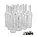 North Mountain Supply 750ml Clear Glass Bordeaux Wine Bottle Flat-Bottomed Cork Finish - with Tasting Corks - Case of 12