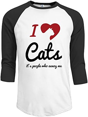 I Love Cats It's People Who Annoy Me Vintage Mens 3/4 Sleeve Raglan Shirts Men Tshirt