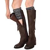 Clearance! E-Papaya 2016 Women's Buttons Leg Warmer Knit Boot Socks Topper Cuff (Black-Mix color)