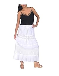 KayJayStyles falda larga gitana bohemia de algodón con bordado para dama