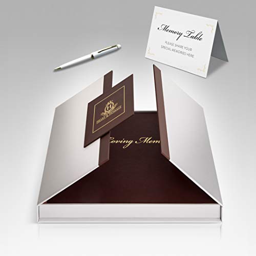 Heart & Homage Funeral and Memorial Guest Sign-in Book with Pen and Memory Table Sign, PU Leather Hardcover, Large - Beautiful, Celebration of Life Registration Books (Burgundy)