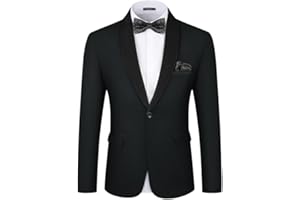 MAGE MALE Men's Tuxedo Jacket Slim Fit One Button Solid Blazer Jacket for Dinner,Prom,Party