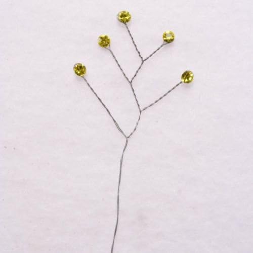 12 Rhinestone Sprays Per Package 5 Rhinestones Per Spray Each Stone Is 3/16" (5mm) In Diameter The Overall Spray Is 8" In Length. The Stem Below The Bottom Branches Is 6" Long, (Yellow)