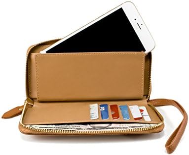 Cell Phone Wallet Cash Stash Pouch Case Fits LG G6 Plus G6 Q8 V20 K10 K20 V Plus X Venture X Power Harmony Stylo 2 V Plus 3 Plus 3 ZTE Blade V8 Pro HTC U11 U Play Bolt Desire 10 Pro Lifestyle (Brown)