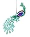 Caffco Magnificent Iridescent Peacock Hanging Christmas Ornament Set