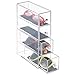 mDesign Fashion Jewelry Organizer Box for Rings, Earrings, Bracelets, Necklaces - 4 Drawers, Clear/Black