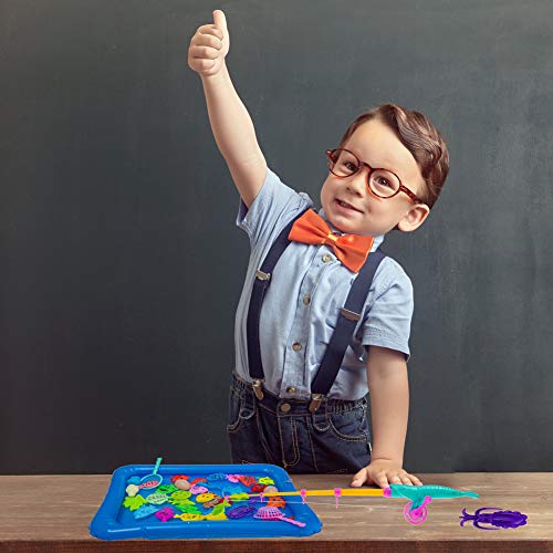 Rainbow Kingdom Magnetic Fishing Game Bath Toy Fishing Toy Bathtub Toys Water Toys for Kids Over 3 Years Old