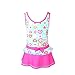 BIKMAN Loving Heart Printed Swim Dress Swimwear Girls One Piece Swimsuit (140(6-8 Years), Blue and Pink)