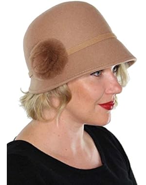 Adeline Winter Wool Bucket Hat with Faux Fur Flower