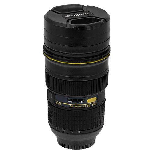 Fotodiox Thermo LenzCup - Stainless Steel Insulated Tumbler, Coffee, and Refreshment Mug - Nikon Nikkor AF-S 24-70mm f/42.8G ED (1:1) Replica, 10oz Home & Kitchen, Kitchen & Dining, Travel & To-Go Drinkware, Commuter & Travel Mugs