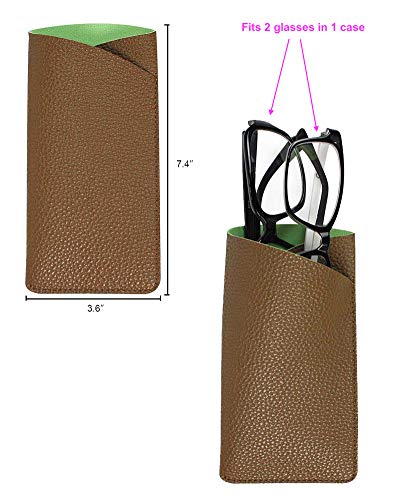 [3 PACK], JAVOedge Double Reading Eyeglass Storage Case [Fits 2 Frames] in Soft 2 Color Pouch Style w/Microfiber Cloth - Thumbnail 3