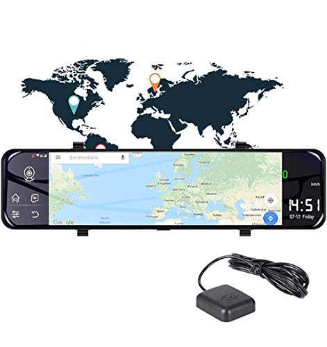 Quad Core Car DVR Camera,12 inch 4G Android 8.1, GPS Navigation Dual Lens Rearview Mirror Dashcam, Bluetooth FM Transmitter, Digital Video Recorder - Thumbnail 6