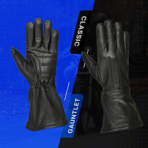 Hugger Motorcycle Black Gauntlet Gloves Unlined