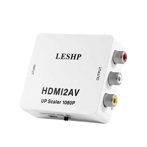 LESHP HDMI to AV Converter 1080P Hdmi To 3RCA Composite AV Supporting PAL/NTSC with USB Charge Cable for Laptop TV PC PS3 Blue-ray DVD STB VHS VCR Camera FL / FOR Audio Signals Change RCA Connector