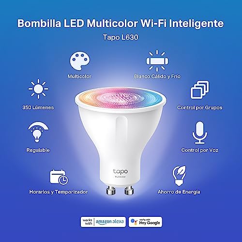 L630(4-Pack) - Bombilla inteligente WiFi, 16M colores, 1100 lm, E27