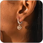 BRAYEG 18K Gold Plated Cross Diamond Set Ball Pendant Hoop Earrings for Women, Fashion Diamond Pendant Gold Earrings, Delicate Hoop Earrings for Women