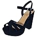 Bamboo Women's Simple Platform Chunky Heel Sandal