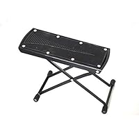 Teerwere Guitar Foot Stool Classical Guitar Ankle Folding 6-Speed Adjustable Portable Footrest Metal Easy for Storage Non-Slip Pedal with Non-Slip Rubber Pad (Color : Black)