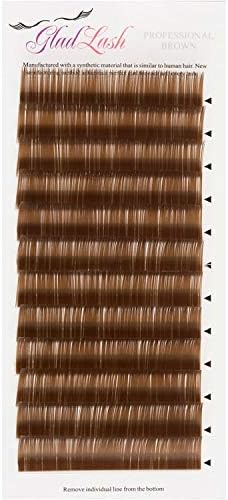 Glad Lash Professional Brown Eyelash Extensions | Synthetic Mink | Single Strand on the Tray | C Curl 0.15mm Thickness | 8 to 15mm Length Options | Natural Look for Fair Complexions | Length (9mm)