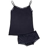 OUGES Sexy Women Modal Basic Lingerie Set Lace Camis Shorts Two-Piece Set