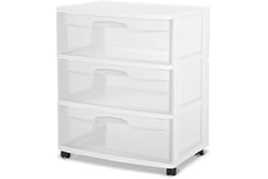 GENERIC The Wide 3 Drawer Cart White 4 wheel casters allow 3-drawer storage cart to be easily moved (white)