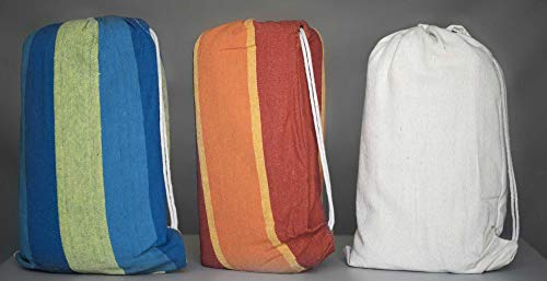 Hammock Sky Brazilian Double Hammock - Two Person Bed for Backyard, Porch, Outdoor and Indoor Use - Soft Woven Cotton Fabric for Supreme Comfort (Orange & Yellow Stripes)