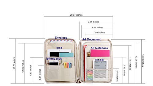 Lazyaunti Zipper Portfolio Organizer A4 Note Pouch-Waterproof Document Bags/Zipper Binder/Paper Case for 12.5" Mac,Tablet,Pens,washi Tape,Journals,Sketch Books (Black Red Leaf) - Thumbnail 3