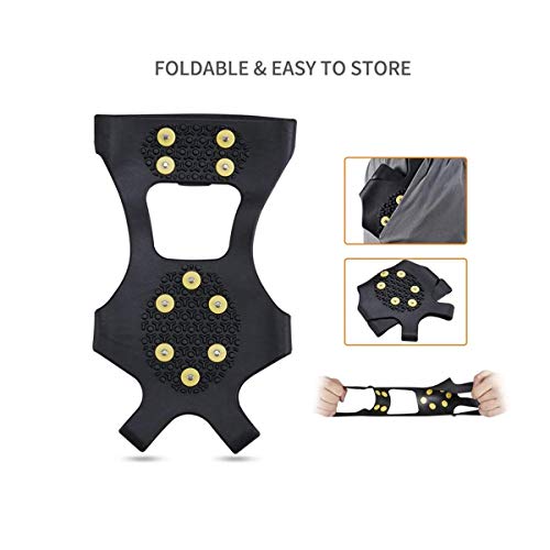 Helonge Ice Grips for Shoe Boot, Snow Anti-Slip Crampons, 10 Studs Traction Cleats Rubber Spikes for Kids Women Men (Large(Women 8.5-11/Men 6.5-8.5))
