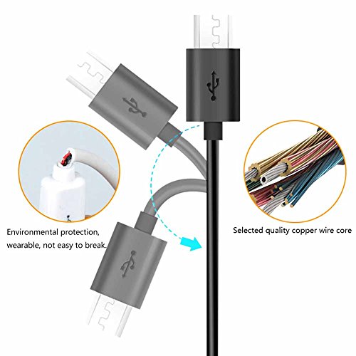Dual USB Charging Cable, KABB Premium 2 in 1 Multiple usb Charging Cable Adapter Connector with Micro usb Ports and ios Ports, Suitable for Most Phone(Black-D)