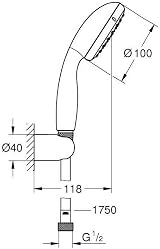 GROHE Vitalio Go 100 Hand Shower Set Rain Spray 1.75m Hose Chrome view 5
