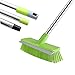 MEIBEI Floor Scrub Brush with Rubber Blade-54 Inches, Stiff Bristles Deck Brush with Adjustable Long Handle, Ideal for Cleaning Kitchen, Bathroom, Garage, Yard and Patio