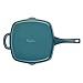 Ayesha Curry Cast Iron Square Griddle Pan/Grill with Pouring Spouts, Small, Twilight Teal