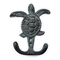 Patina Green and Bronze Sea Turtle Wall Hook - Decorative Animal Key Hanger - Entryway Organizer