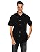 Jeopace Dress Shirts for Men,Short Sleeve,Button Down,Big and Tall,Stretch (Black, XL/195)