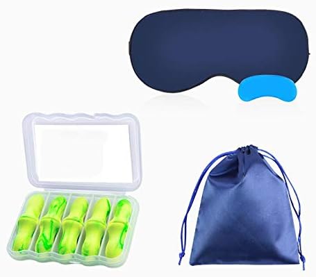 シルクアイマスク防音耳栓アンチノイズスリープスリーピースミュートシェーディング通気性アイスパックアイスマスク付きアイマスク ダークブルー 新商品 新型