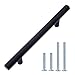 Amazon Basics Euro Bar Cabinet Handle (1/2-inch Diameter), 6.38-inch Length (4-inch Hole Center), Flat Black, 10-Pack