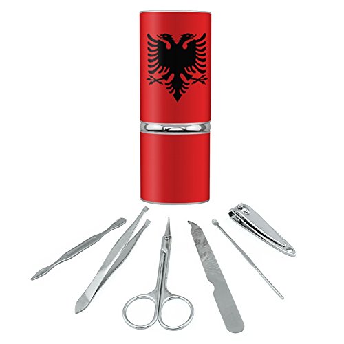 Albania Albanian National Country Flag Stainless Steel Manicure Pedicure Grooming Beauty Care Travel Kit