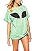 Forlisea Womens Casual Alien Print Short Sleeve Loose T-Shirt Top Oversize Graphic Tee Baggy Shirts for Women Green