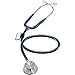 MDF Instruments, Acoustica Lightweight Stethoscope for Doctors, Nurses, Students, Home Health Use, Adult, Dual Head, Navy Blue Tube, Silver Chestpiece-Headset, MDF747XP04