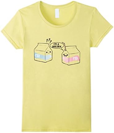 Women's Kawaii Milk Carton T-Shirt - I'm A Unicorn XL Lemon